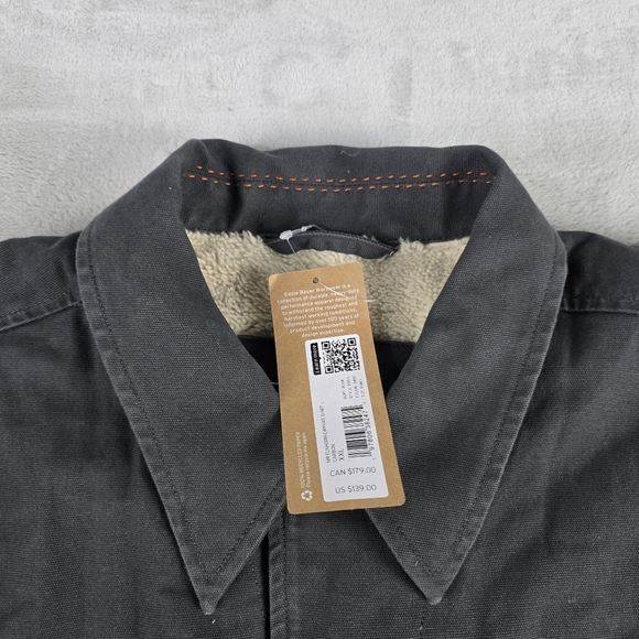 Eddie Bauer Workwear Sherpa Canvas Contractor Coat Work Jacket Gray Sz 2XL - Picture 4 of 7